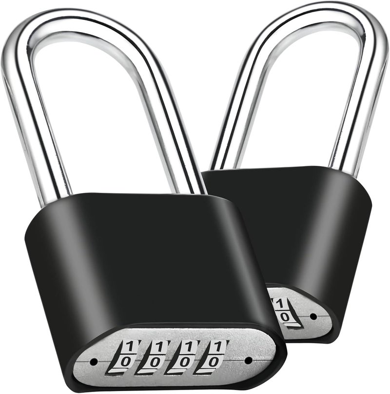 Faburo 2pcs Combination Lock, 4-Digit Heavy Duty Combo Lock, Combination Padlock Outdoor Waterproof Gate Locks for Outdoor Fence, Locker, Sheds, Gym, Gate Hasps (2pcs, Long Shackle) - Image 1